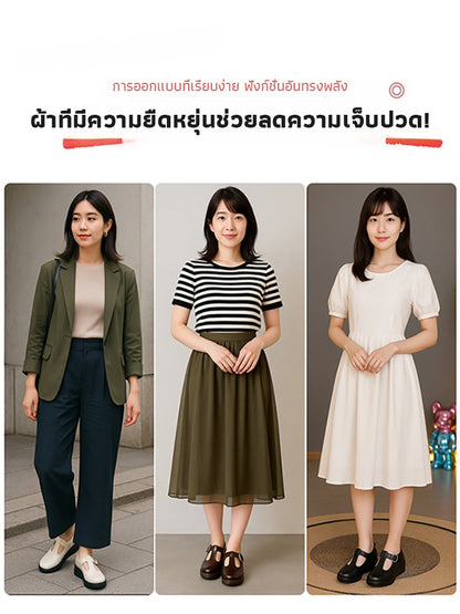 รองเท้าหนังแท้พื้นหนาแบบมีเมจิกเทป