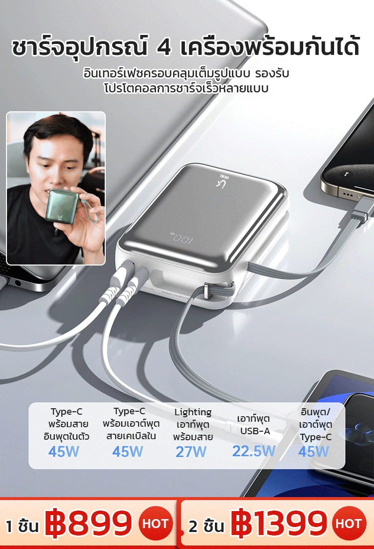 พาวเวอร์แบงค์พกพาแบบ 3-in-1 จากอเมริกา