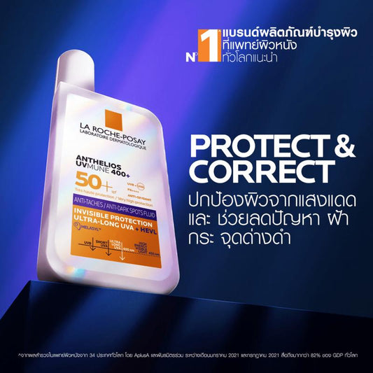 กันแดดลดรอยดำ La Roche-Posay UVMune 400 ป้องกันฝ้าแดด เนื้อฟลูอิด บางเบา ซึมไว